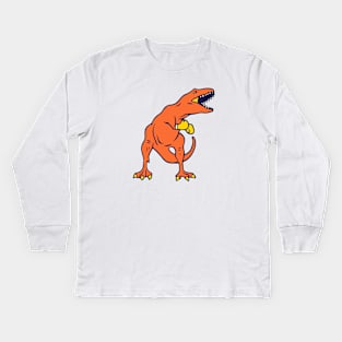 orange dinosaur boxer Kids Long Sleeve T-Shirt